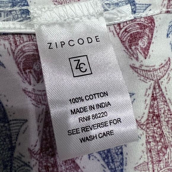 ZipCode S Red & Blue Fish Short Sleeve Button Down Shirt w Pocket for Summer Fun - Picture 4 of 11